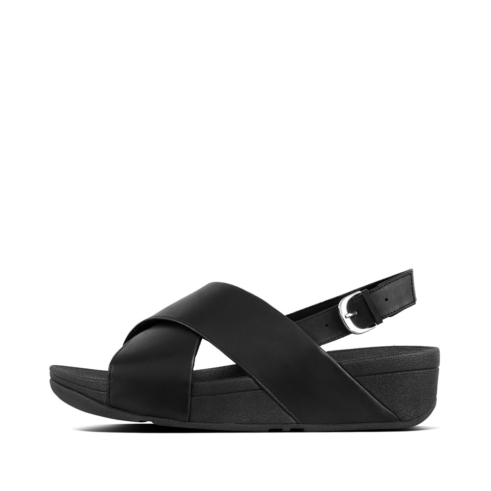 Fitflop Womens Sandals - Lulu Leather Back-strap - Black - 074-NSZJKV